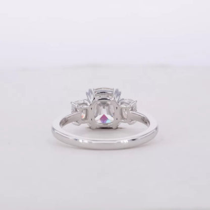 Cushion Old Mine Cut 3 Stone Bridal Ring