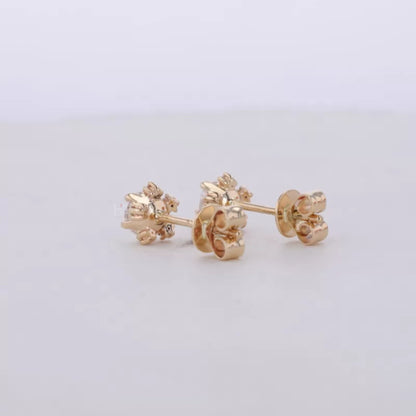 Dainty Snow Inspired Round Rose Cut Moissanite Studs