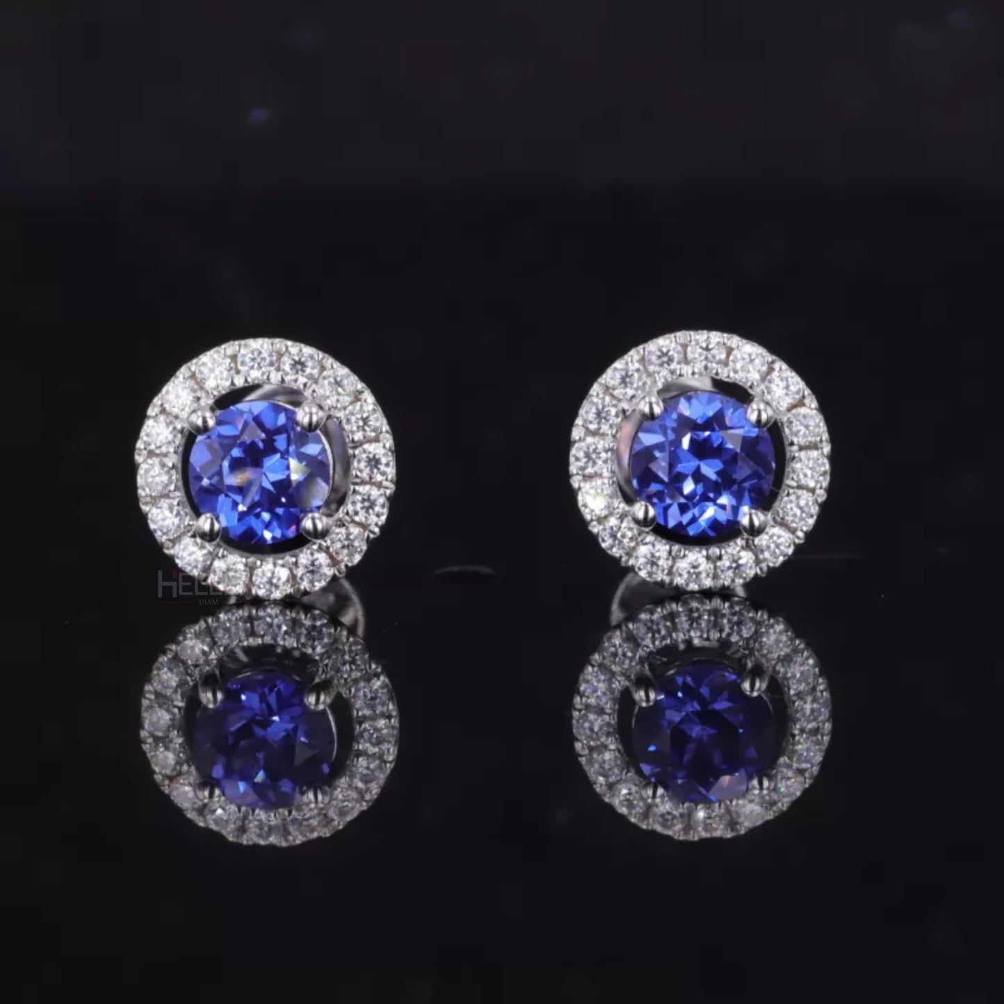 Halo Round solitaire Gemstone And Moissanite Studs