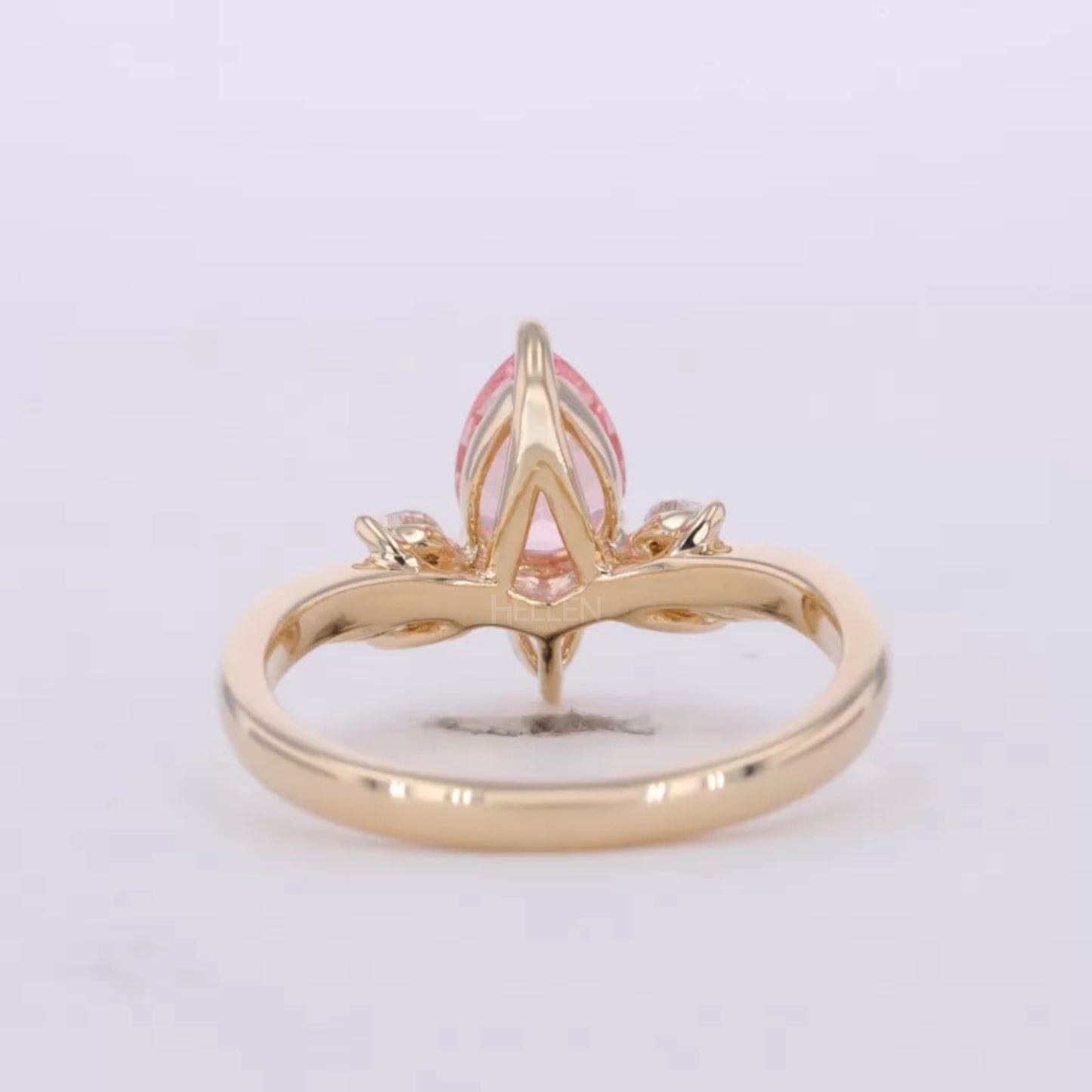 Pink Sapphire Pear Cut Gemstone & Moissanite Flower Proposal Ring