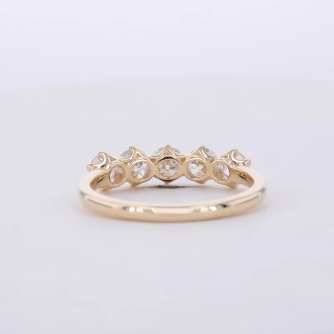 Five stone Round Brilliant Cut Moissanite Anniversary Band