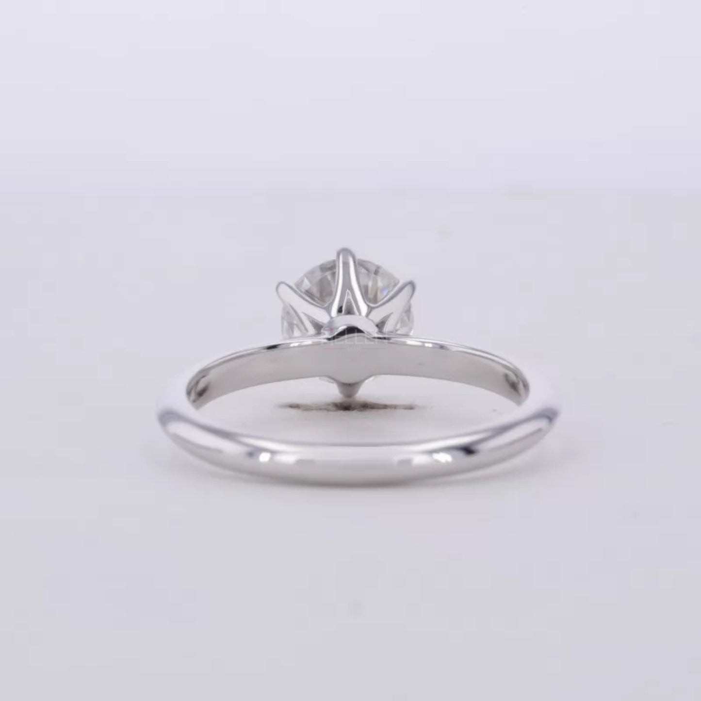 Round Cut Solitaire Moissanite Crown Setting Engagement Ring