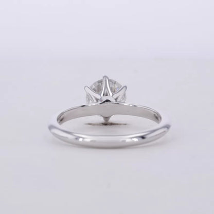 Round Cut Solitaire Moissanite Crown Setting Engagement Ring