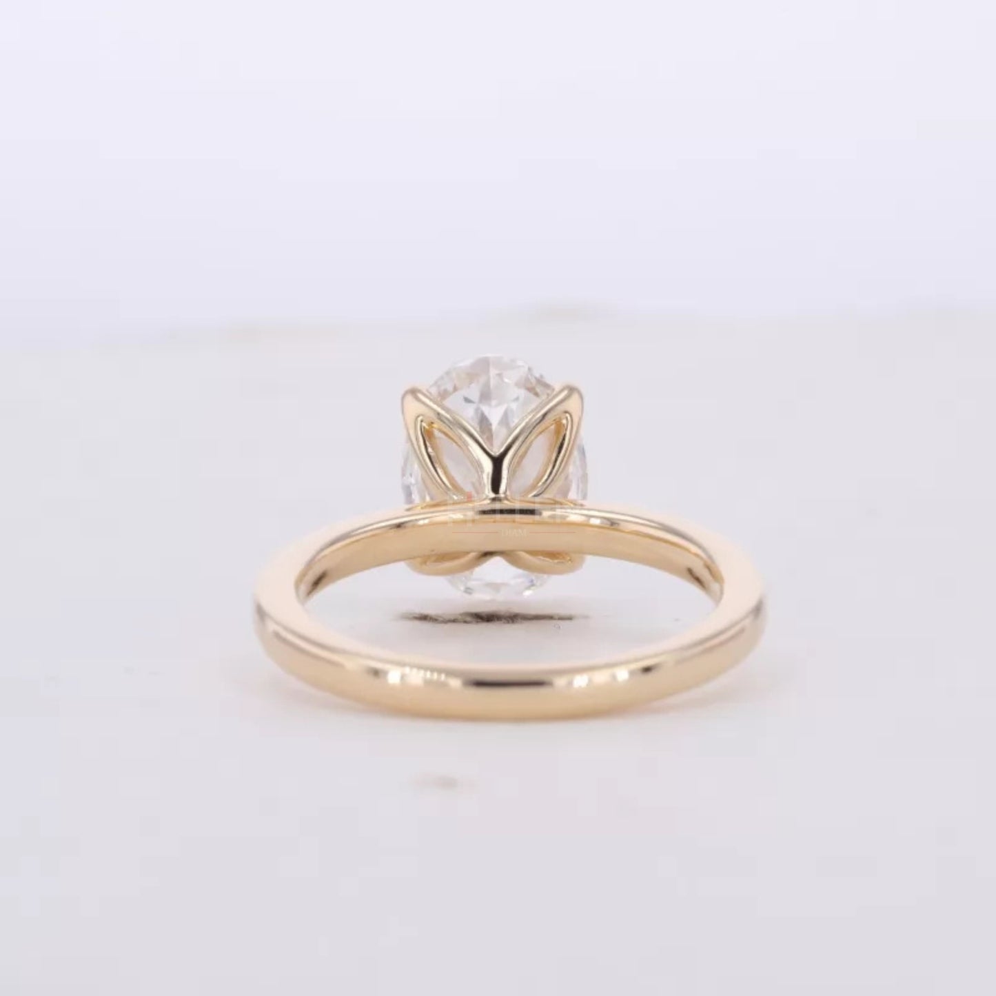 Tulip look Oval Cut Solitaire Moissanite Romantic Engagement Ring
