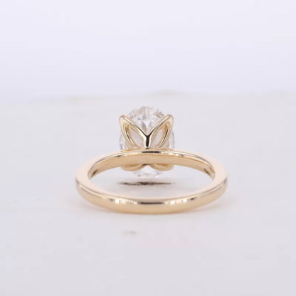 Tulip look Oval Cut Solitaire Moissanite Romantic Engagement Ring
