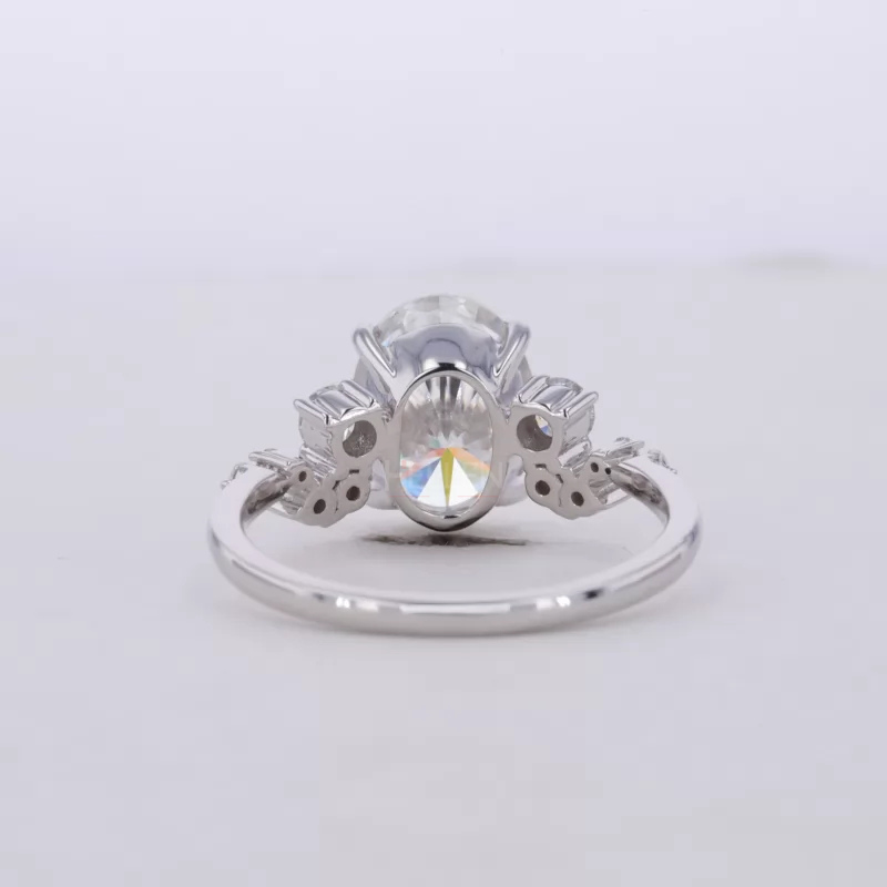 Oval Moissanite Solitaire vintage Dainty Cluster Ring
