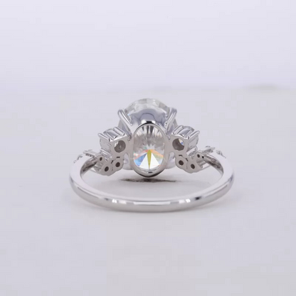 Oval Moissanite Solitaire vintage Dainty Cluster Ring
