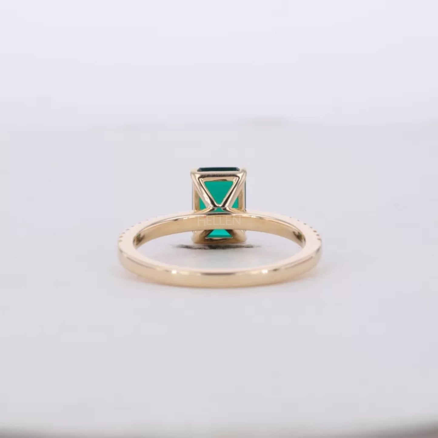 Solitaire Emerald Gemstone & Moissanite Engagement Ring