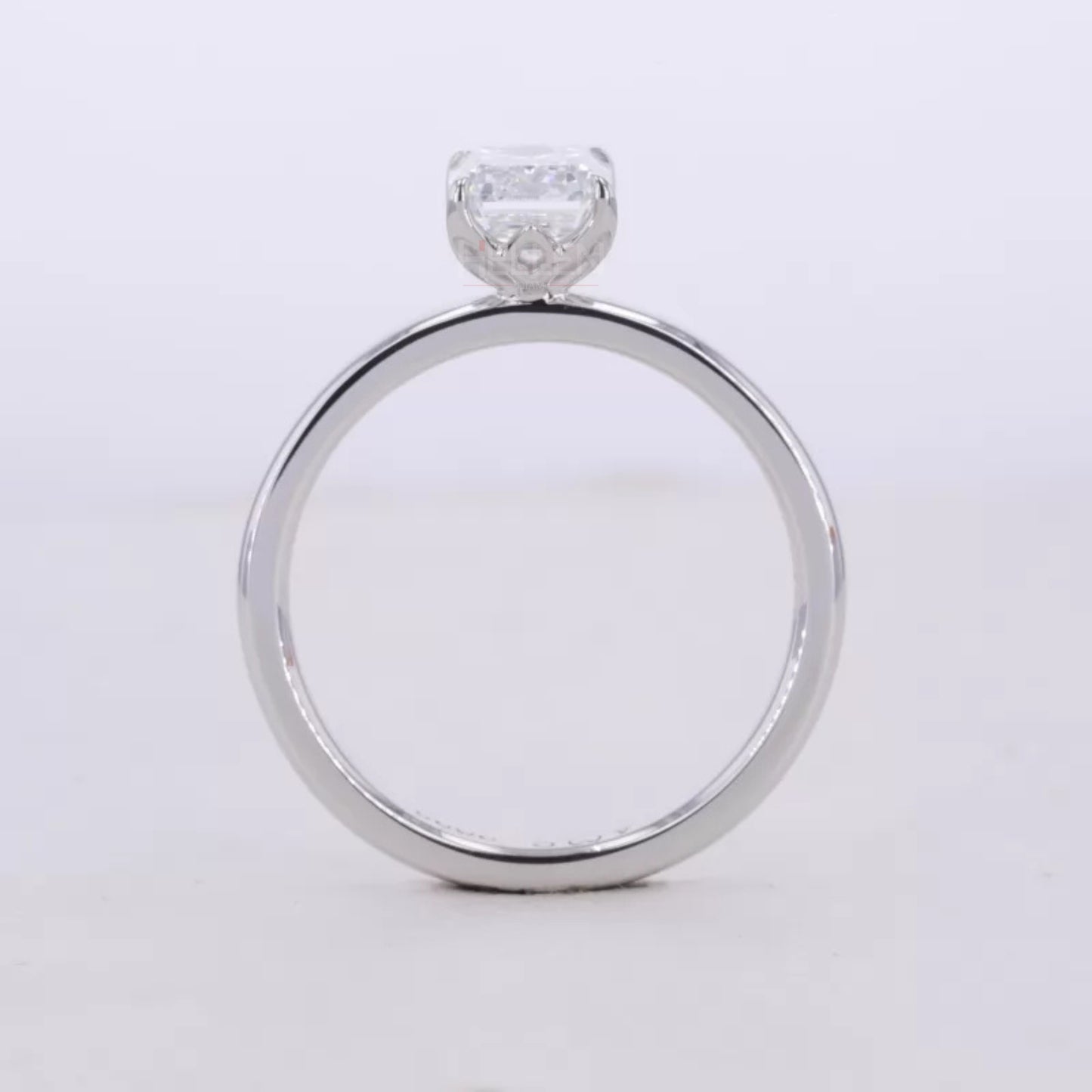 Emerald Cut Solitaire Moissanite Sterling 925 Engagement Ring