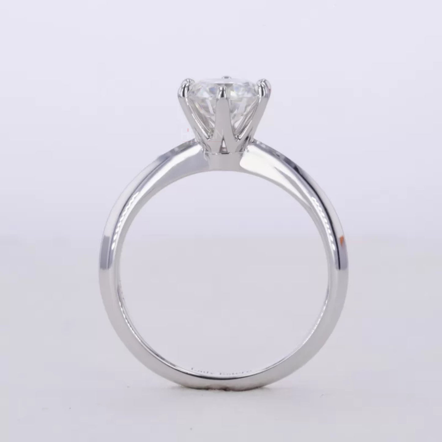 Round Cut Solitaire Moissanite Crown Setting Engagement Ring