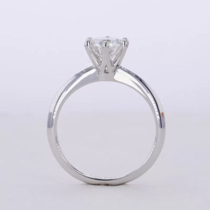 Round Cut Solitaire Moissanite Crown Setting Engagement Ring