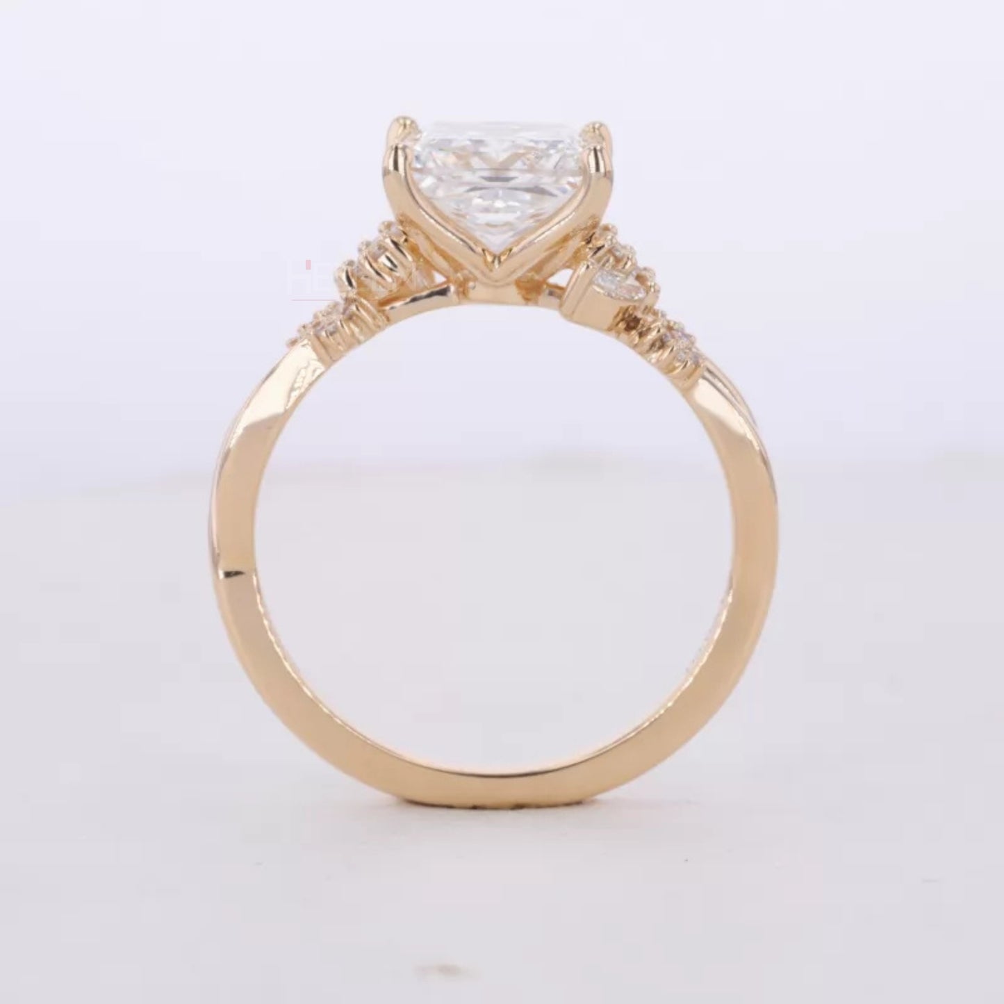 Solitaire Princess Antique Shank Engagement Ring