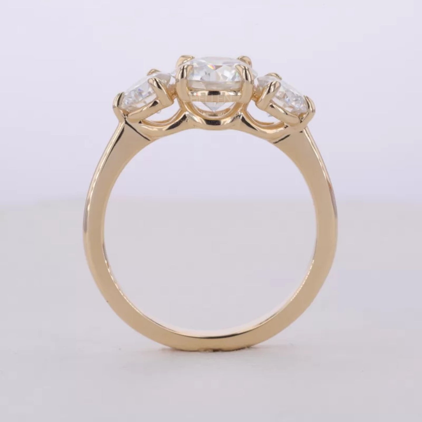 Moissanite 3 Stone Round Cut Ring
