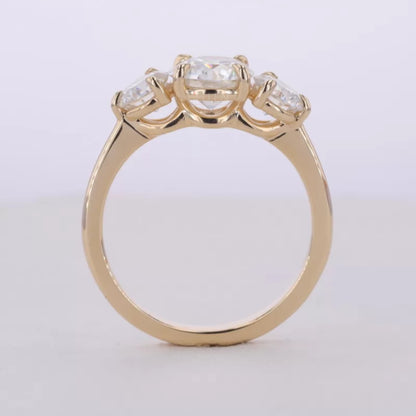 Moissanite 3 Stone Round Cut Ring