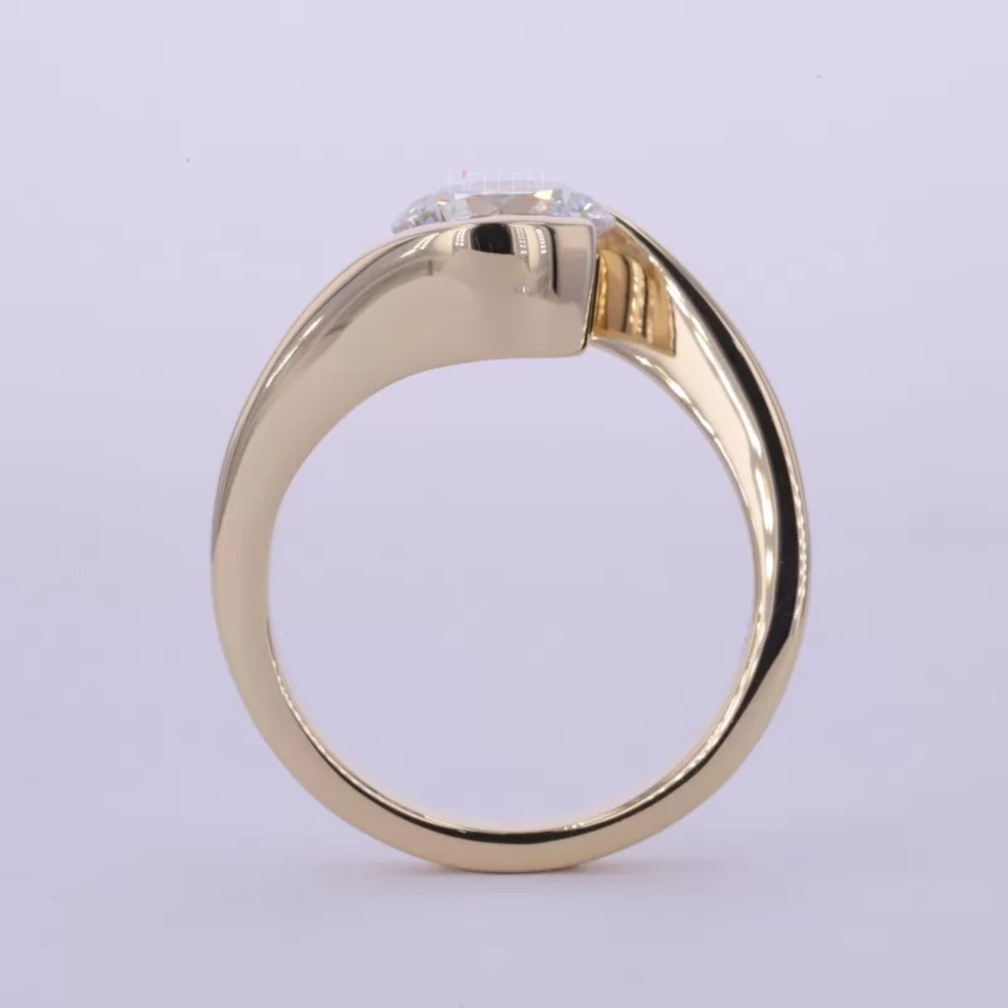 Unique Twisted Round Cut Solitaire Moissanite Engagement Ring