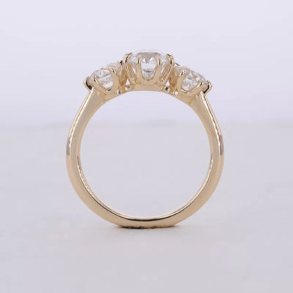 Centre Oval Cut And Round Side Moissanite 3 Stone Ring