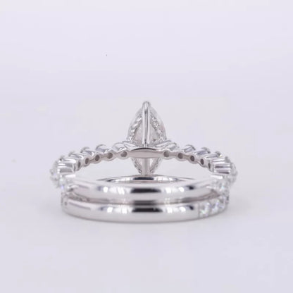 Marquise Solitaire Ring with Stackable Half-Round Eternity Band