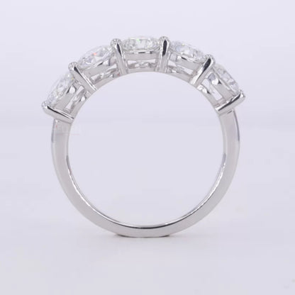 Five stone Round Cut Moissanite Anniversary Band