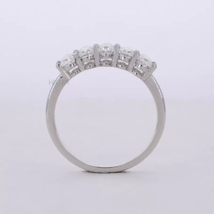 Brilliant Oval Cut Five Stone Moissanite Anniversary Ring