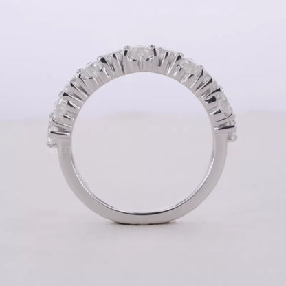 Heart Cut Moissanite Half Studded Anniversary Ring