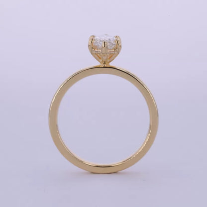 Marquise Colourless Moissanite Solitaire Engagement Ring