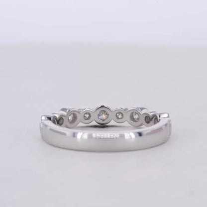 Round cut Bezel setting Moissanite sterling silver Anniversary Band