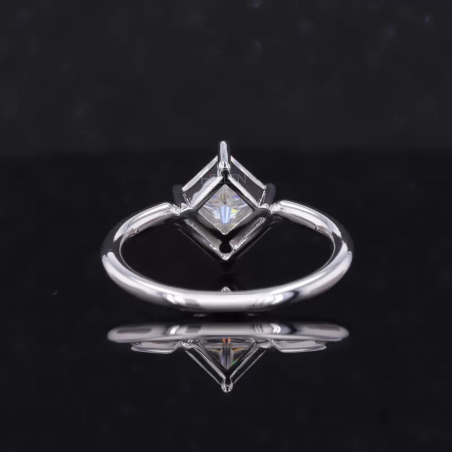 Princess Cut  Moissanite Solitaire Unique V Proposal Ring