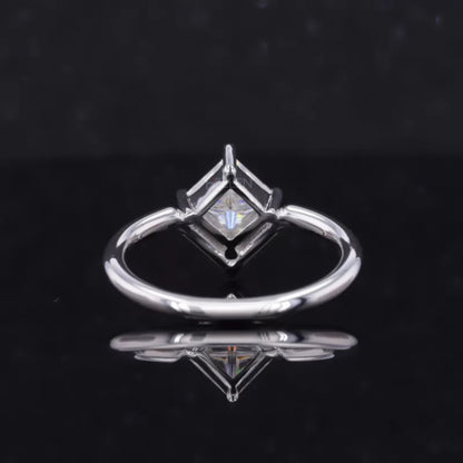 Princess Cut  Moissanite Solitaire Unique V Proposal Ring