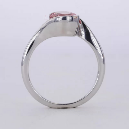 Unique Twisted Setting Round Cut Solitaire Pink Sapphire Ring
