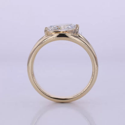 Split Shank Marquise Cut Moissanite Solitaire Engagement Ring