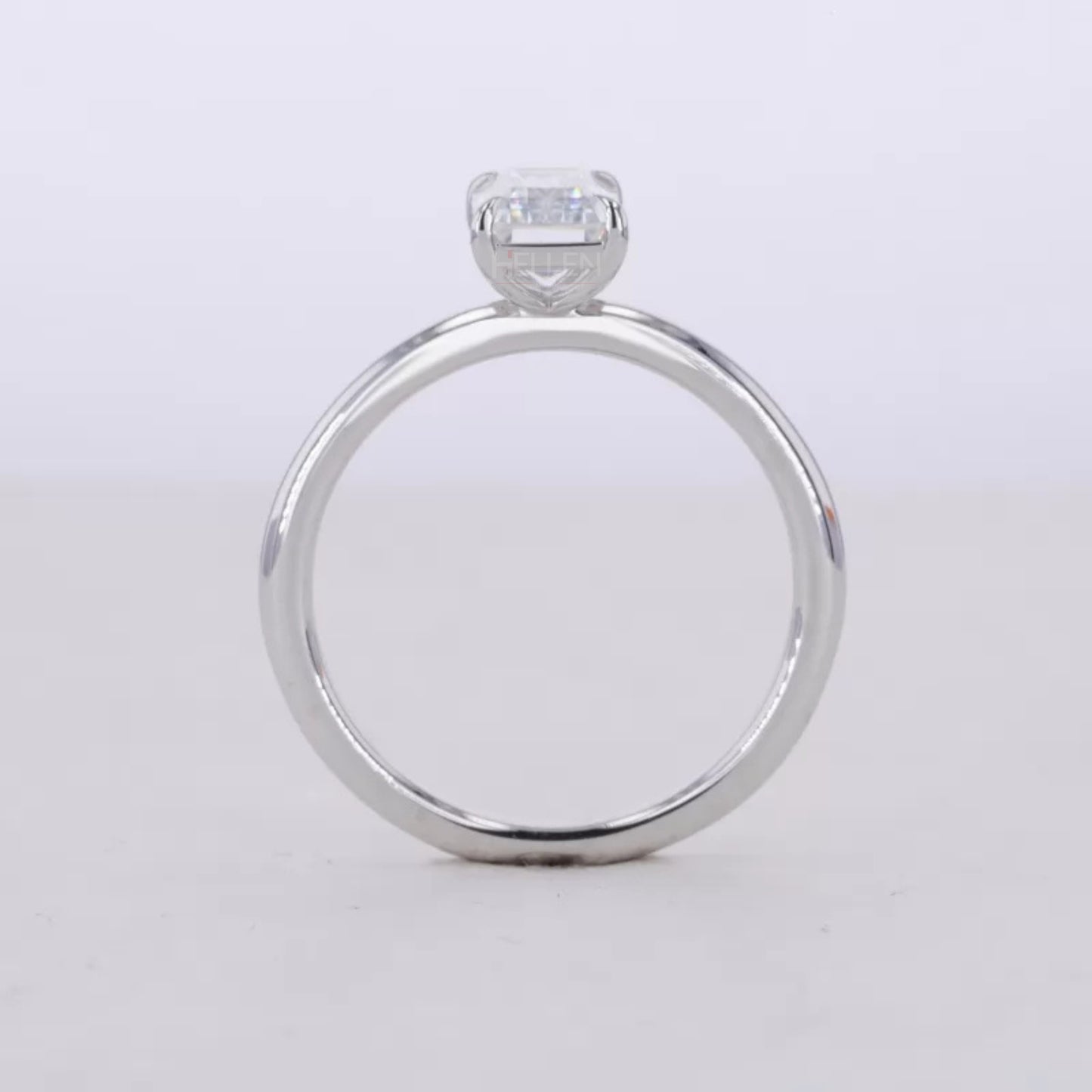 Emerald Cut Moissanite Solitaire with Tiger Prongs 925 Silver Ring