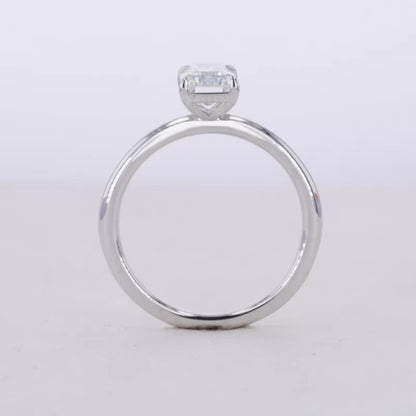 Emerald Cut Moissanite Solitaire with Tiger Prongs 925 Silver Ring