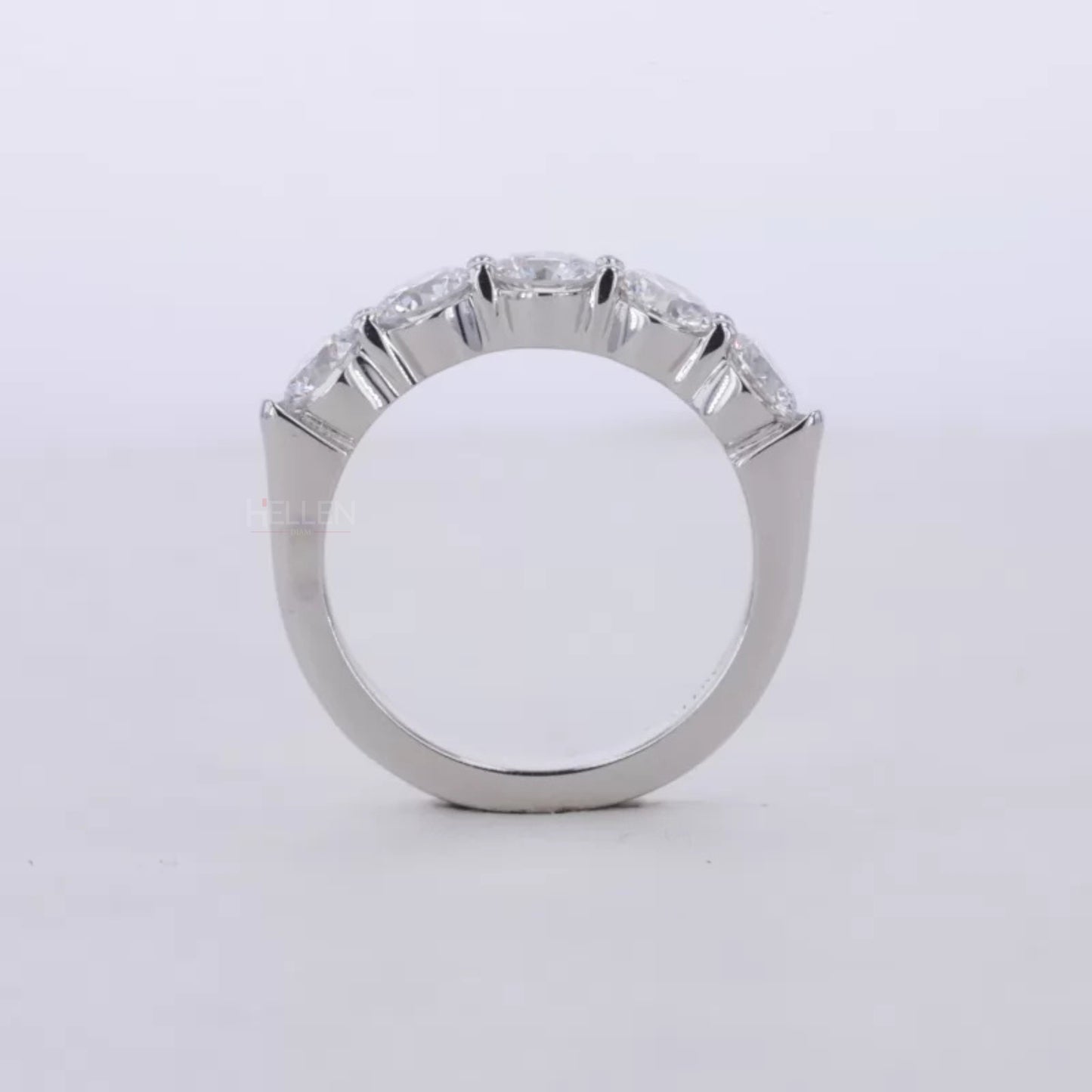 Brilliant Round Cut Five Stone Moissanite Wedding Band
