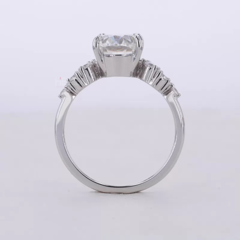 Oval Moissanite Solitaire vintage Dainty Cluster Ring