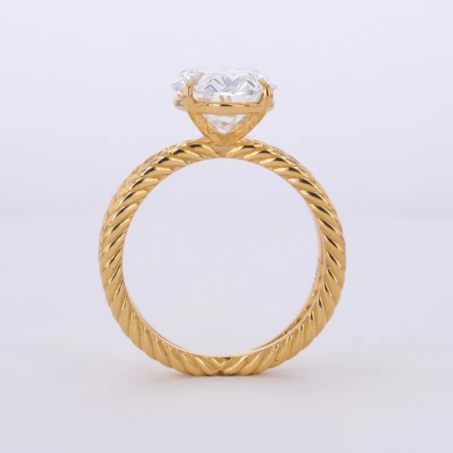 Twisted Crossed Shank Oval Cut Moissanite Solitaire Engagement Ring