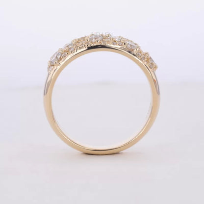 Mosaic Setting Round cut Moissanite Vintage Ring