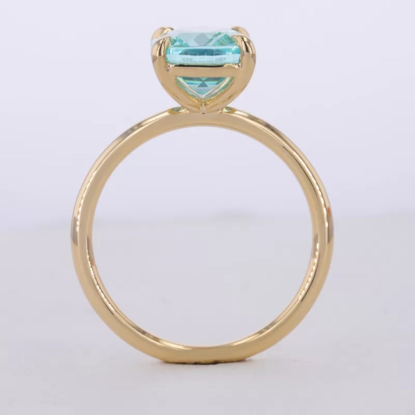 Elongated Cushion Cut Aquamarine Solitaire Engagement Ring