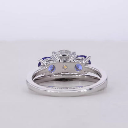 3 stone Round Cut Moissanite Bridal Ring Set
