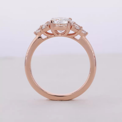 Round Moissanite Solitaire vintage Cluster Ring