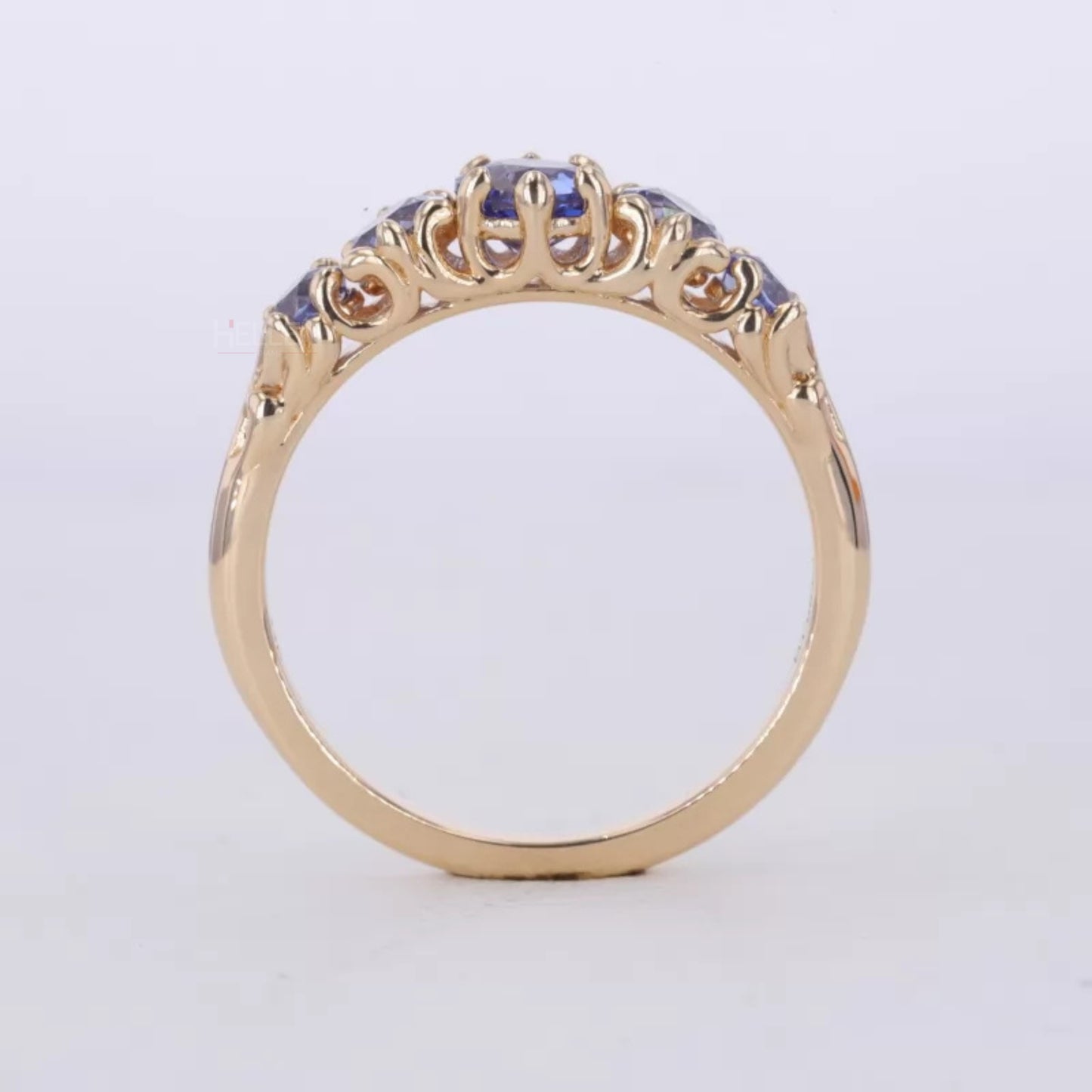 5 stone Purple Sapphire Gemstone Anniversary Ring