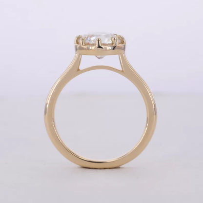 Old European Cut Moissanite Tiger Prong Solitaire Proposal Ring