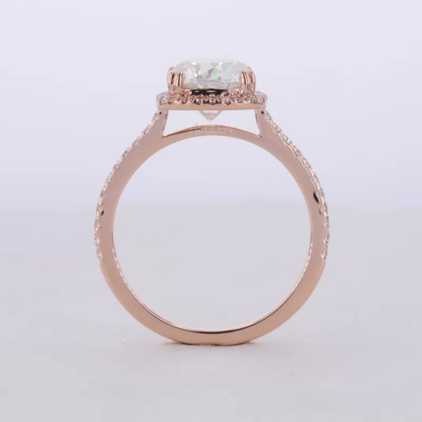 Cushion Shape illusion Halo Round Cut Solitaire Moissanite Rings