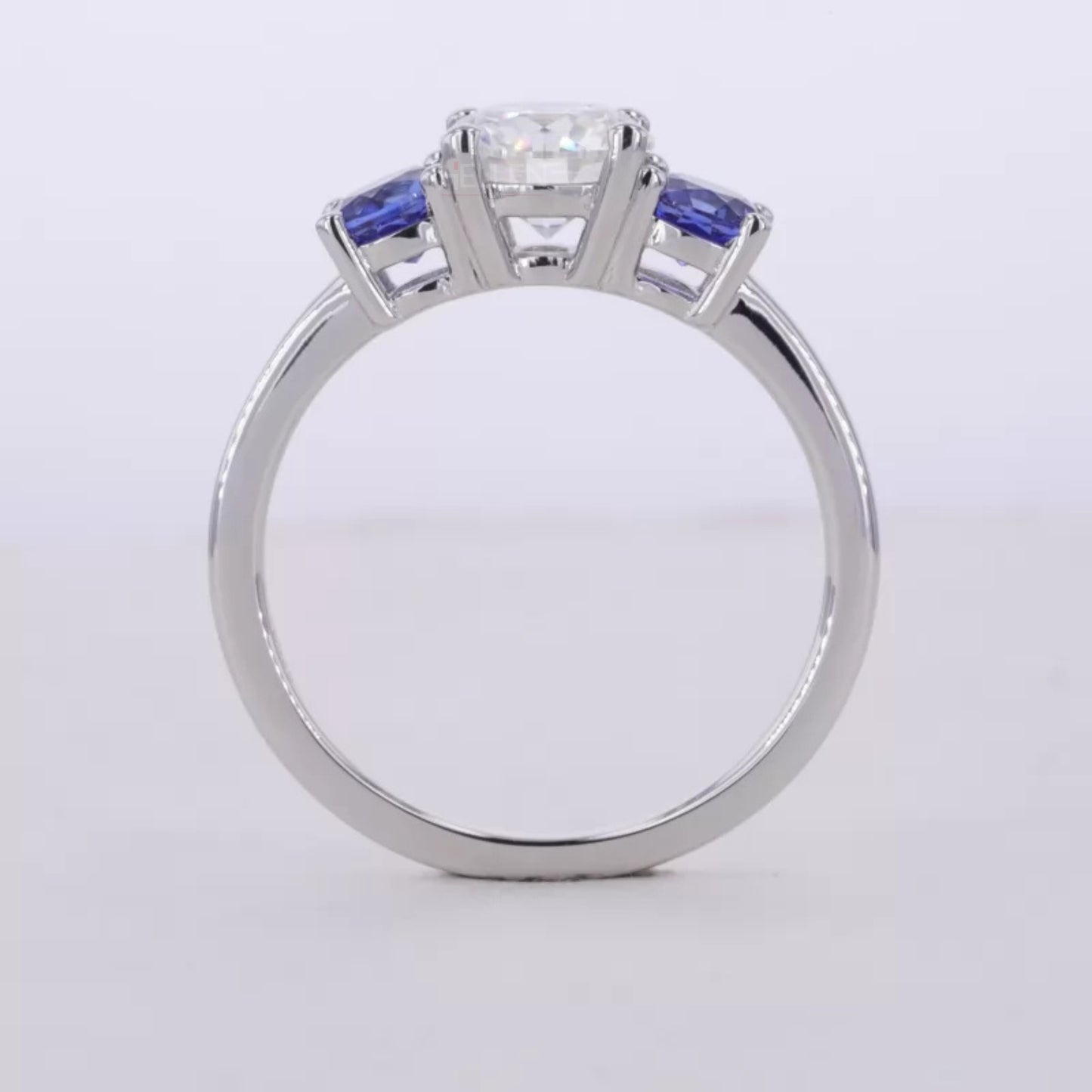 3 stone Round Cut Moissanite Bridal Ring Set