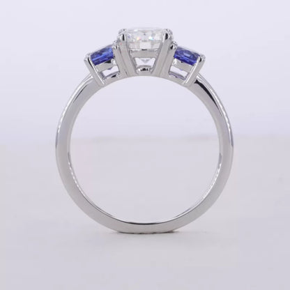 3 stone Round Cut Moissanite Bridal Ring Set