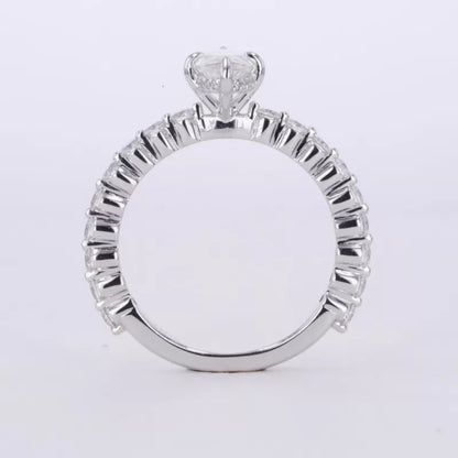 Marquise Solitaire Ring with Stackable Half-Round Eternity Band