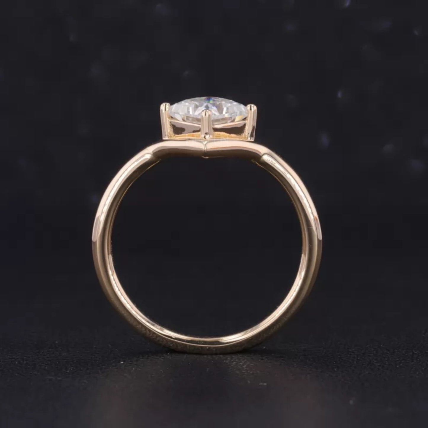 Princess Cut  Moissanite Solitaire Unique V Proposal Ring