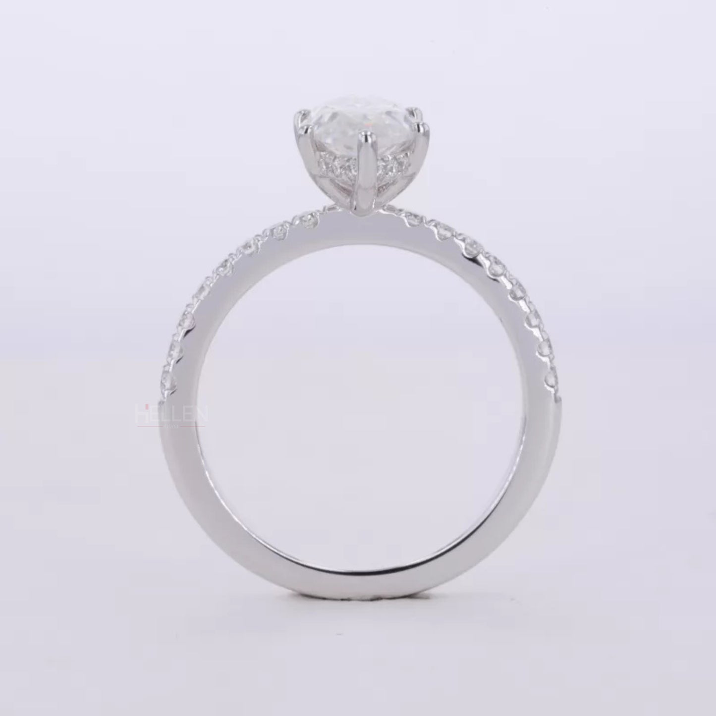Marquis Solitaire Crossed Shank Ring with Stackable Eternity Band