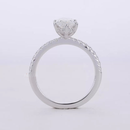 Marquis Solitaire Crossed Shank Ring with Stackable Eternity Band