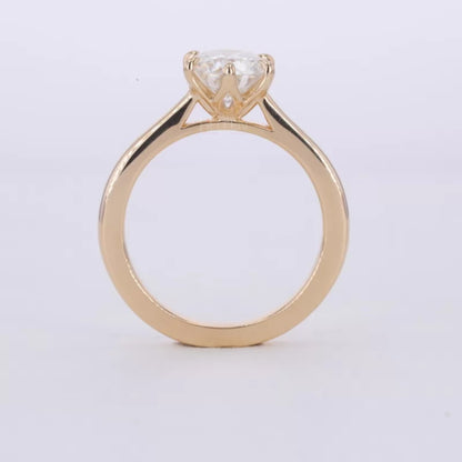 Round Solitaire Ring with Stackable Half-Round Eternity Band