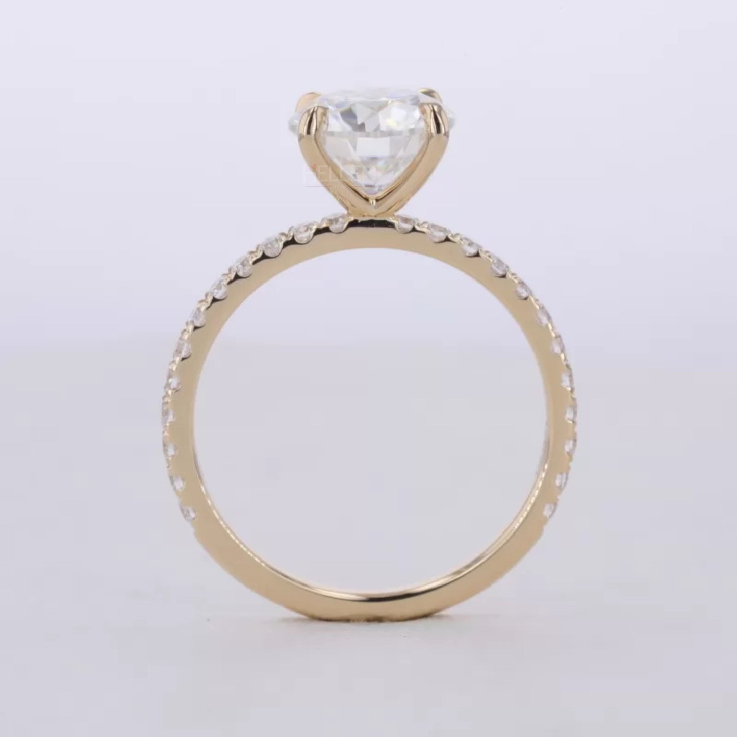 Round Cut Solitaire Moissanite Engagement Ring Set.